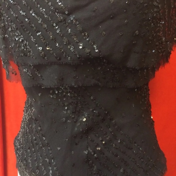 NWT ABS Allen Schwartz layered sequin camisole black small neiman marcus - Picture 5 of 6